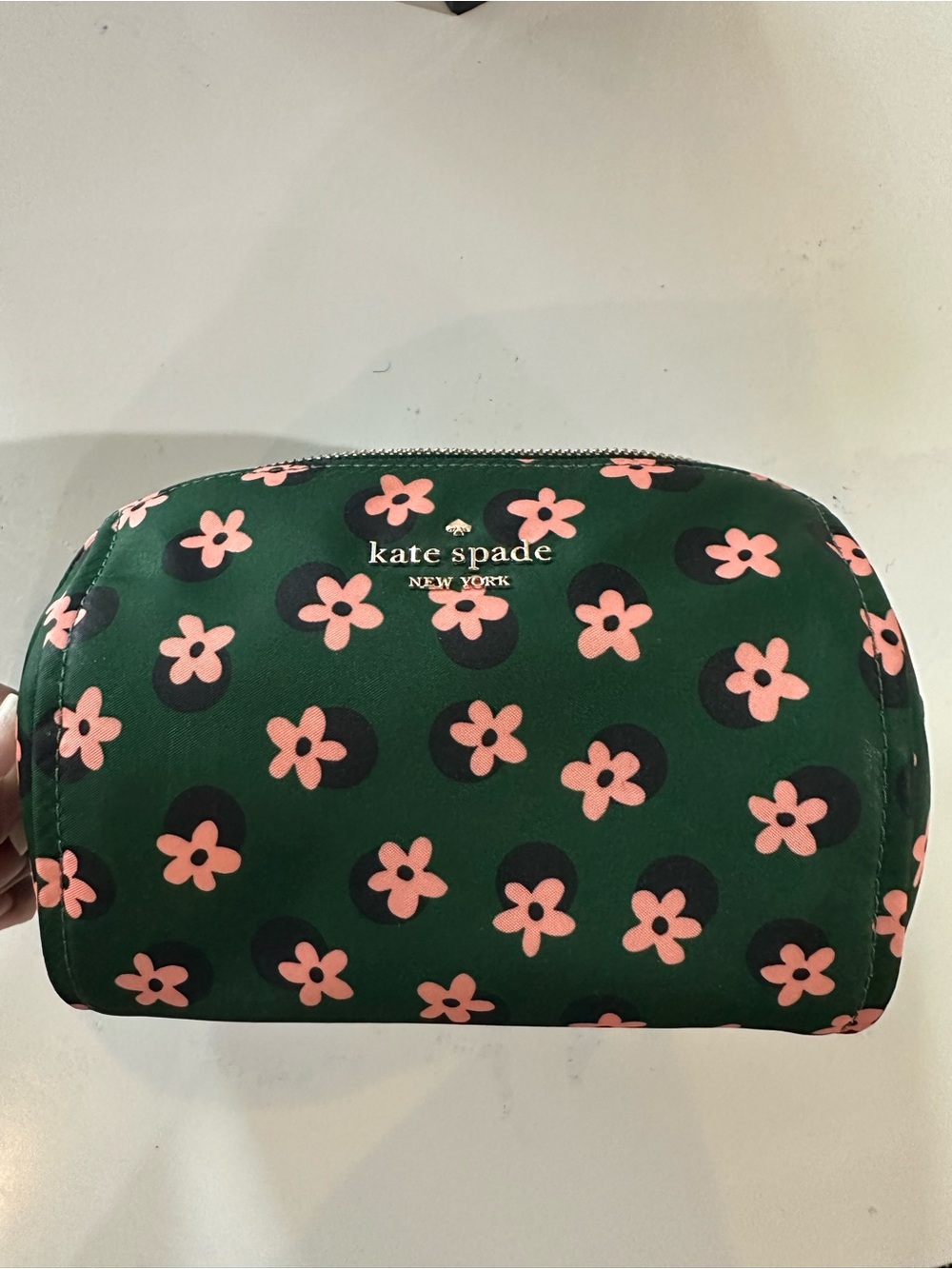 kate spade green floral Chelsea cosmetic bag